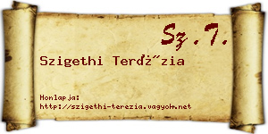 Szigethi Terézia névjegykártya